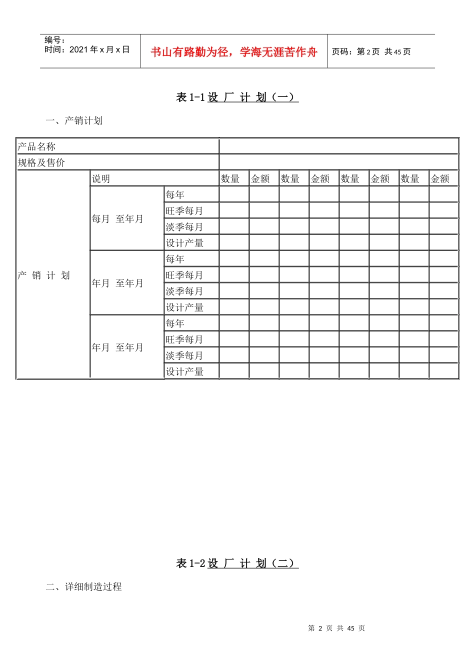生产管理表格模板_第2页