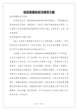 电话客服的实习报告3篇