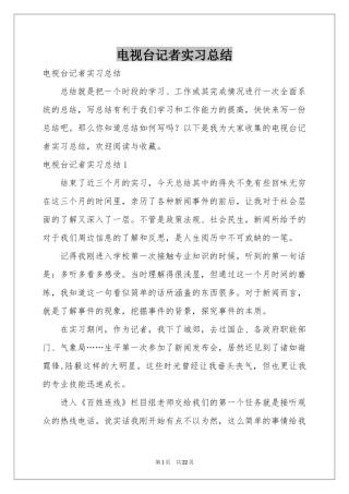 电视台记者实习参考总结