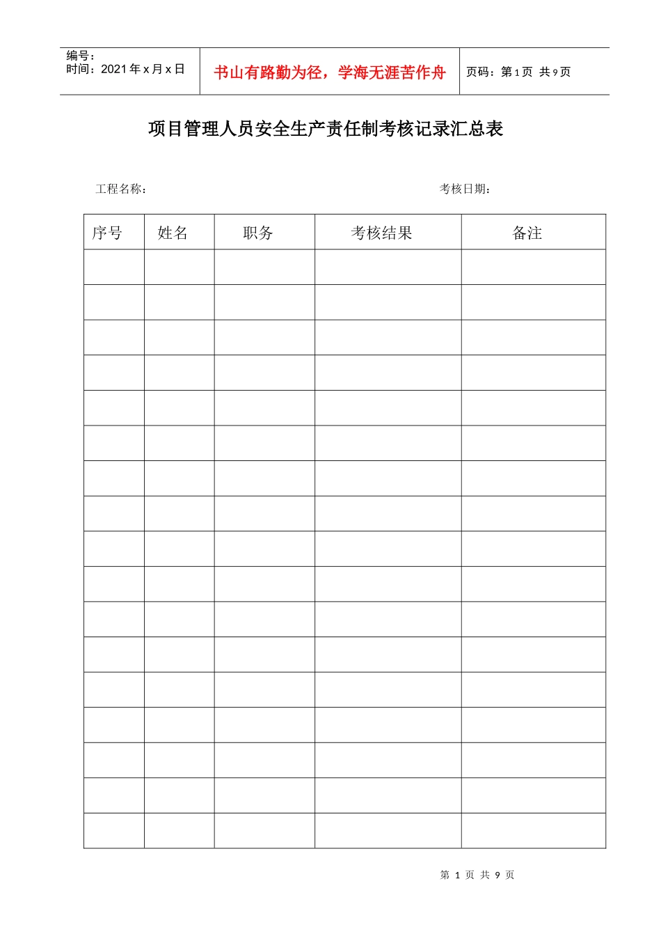 4、安全生产责任制考核表_第1页