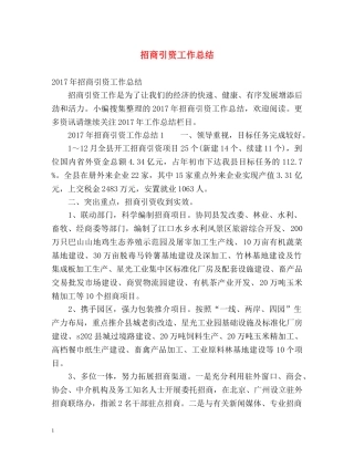 招商引资工作总结 