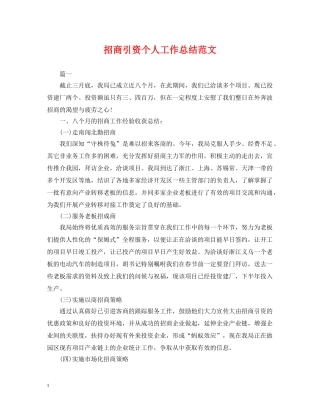 招商引资个人工作总结范文 