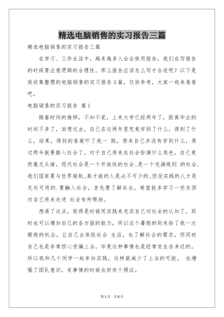 电脑销售的实习报告三篇