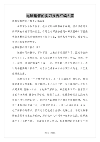电脑销售的实习报告汇编6篇