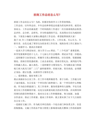招商工作总结怎么写？ 