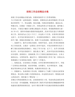 招商工作总结精品合集 