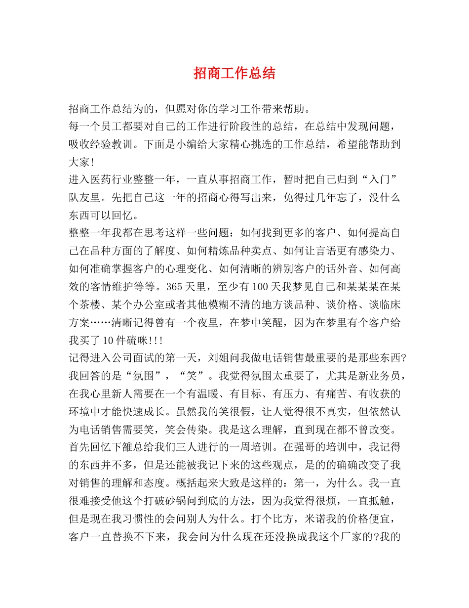 招商工作总结 _第1页