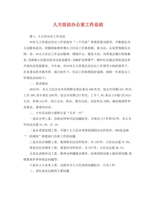 人大信访办公室工作总结 