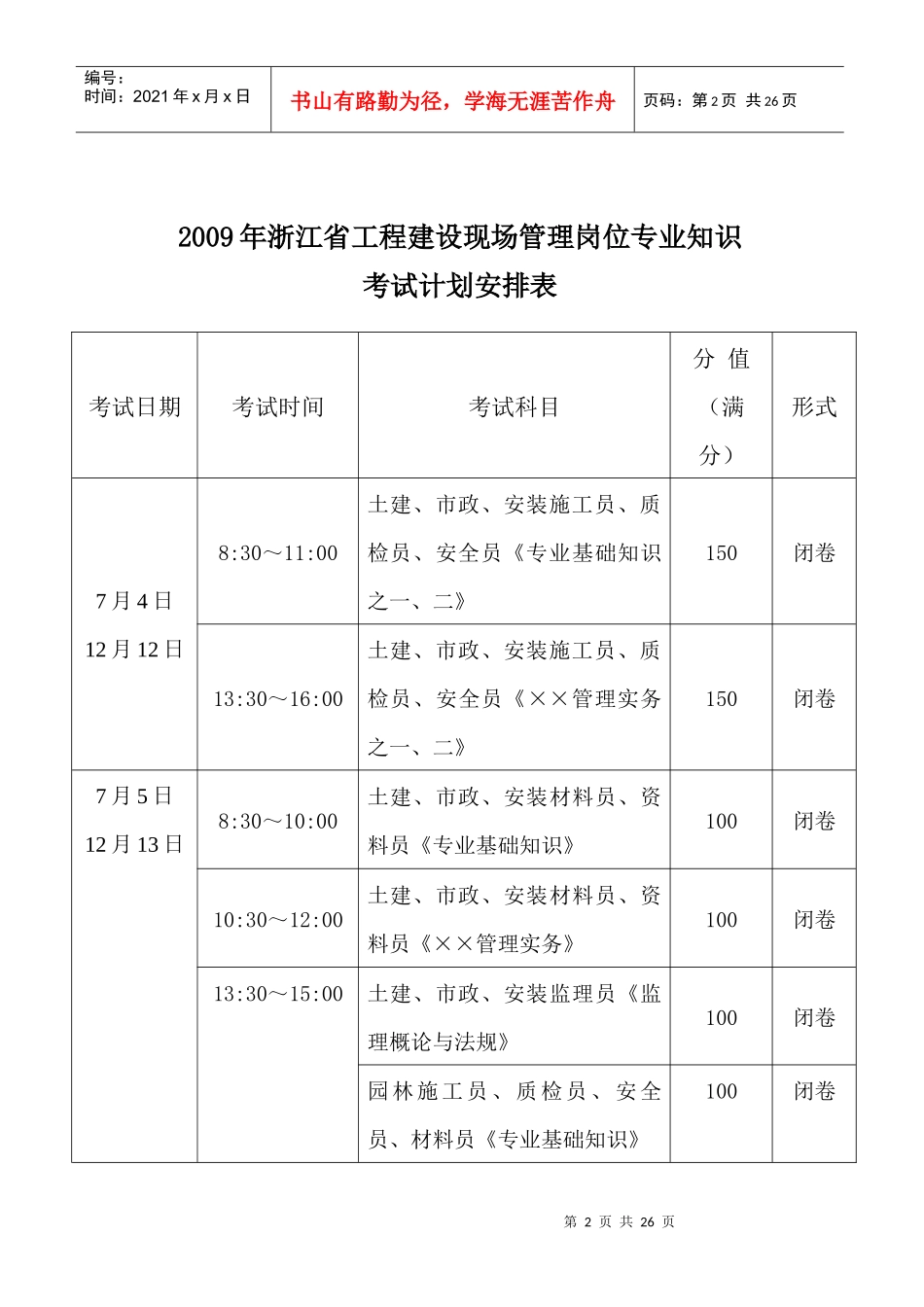 浙江省工程建设现场管理岗位专业知识考试_第3页