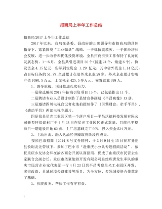 招商局上半年工作总结 