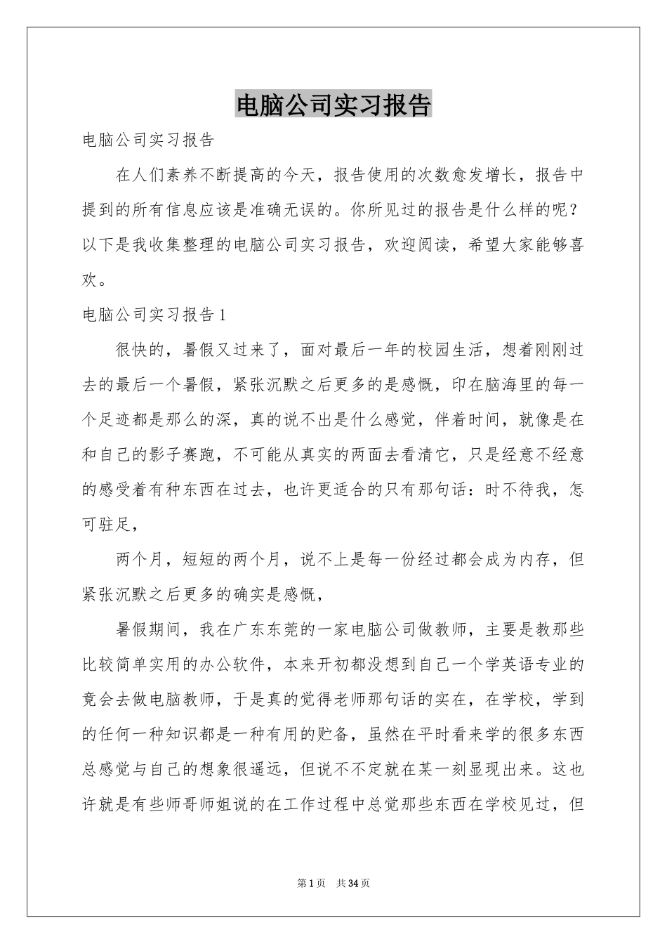 电脑公司实习报告_第1页