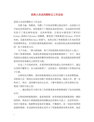 招商人员试用期转正工作总结 