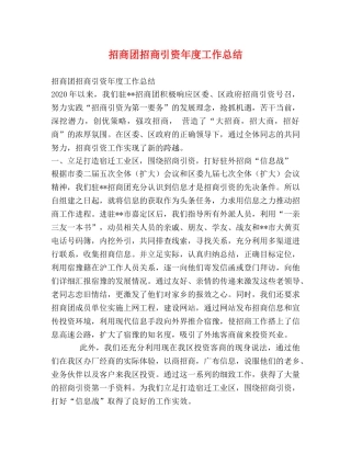招商团招商引资年度工作总结 