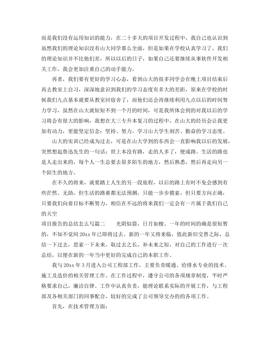 项目报告的总结怎么写 _第3页