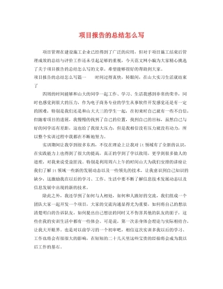 项目报告的总结怎么写 