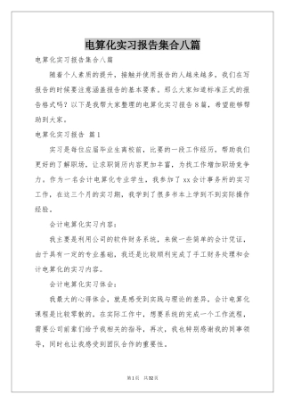 电算化实习报告集合八篇