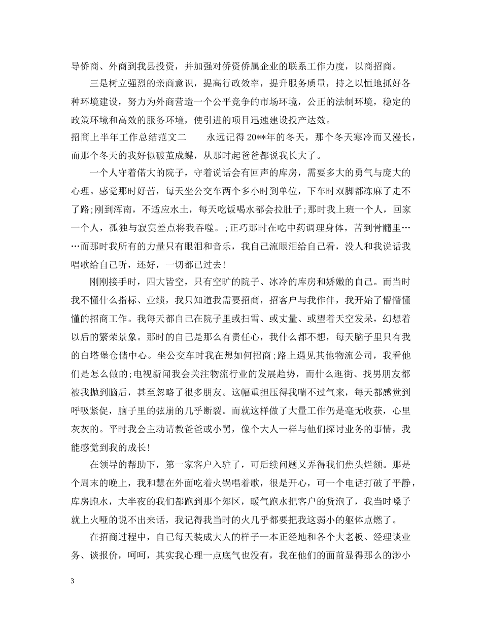 招商上半年工作总结范文 _第3页