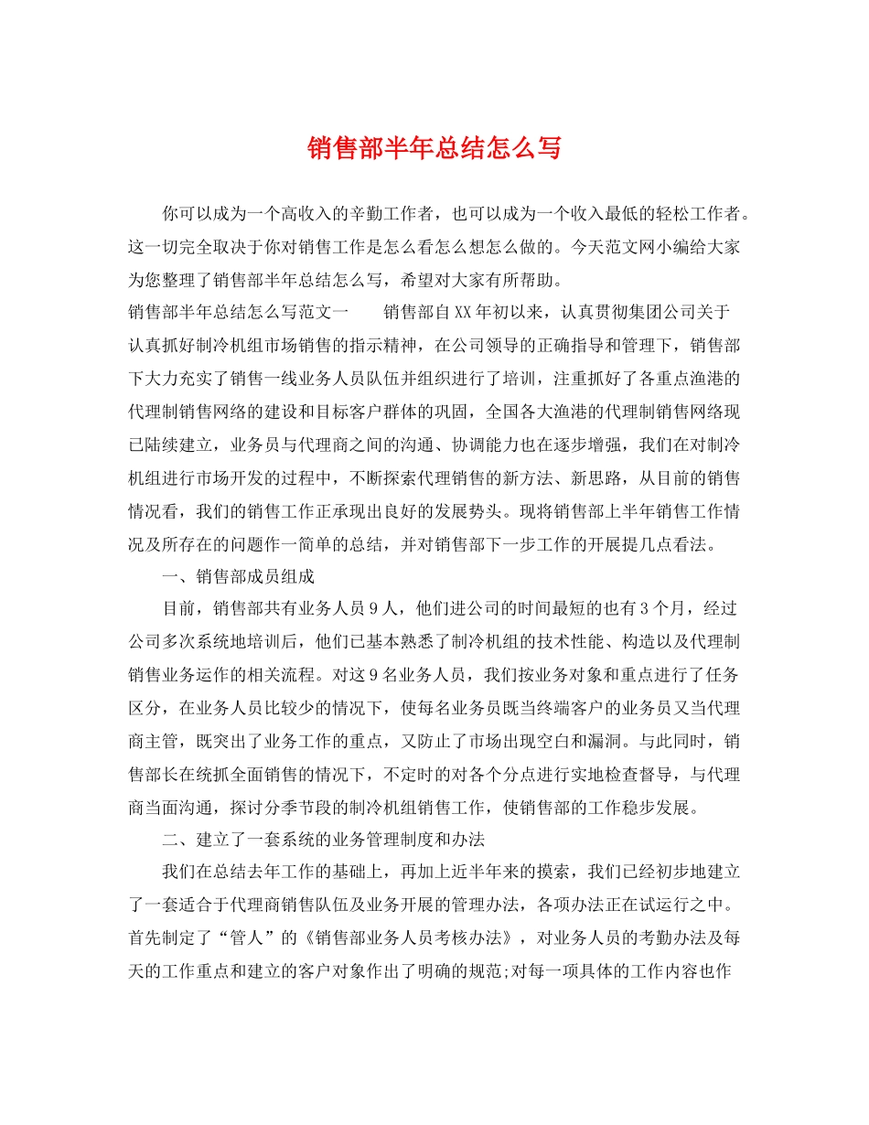销售部半年总结怎么写 _第1页