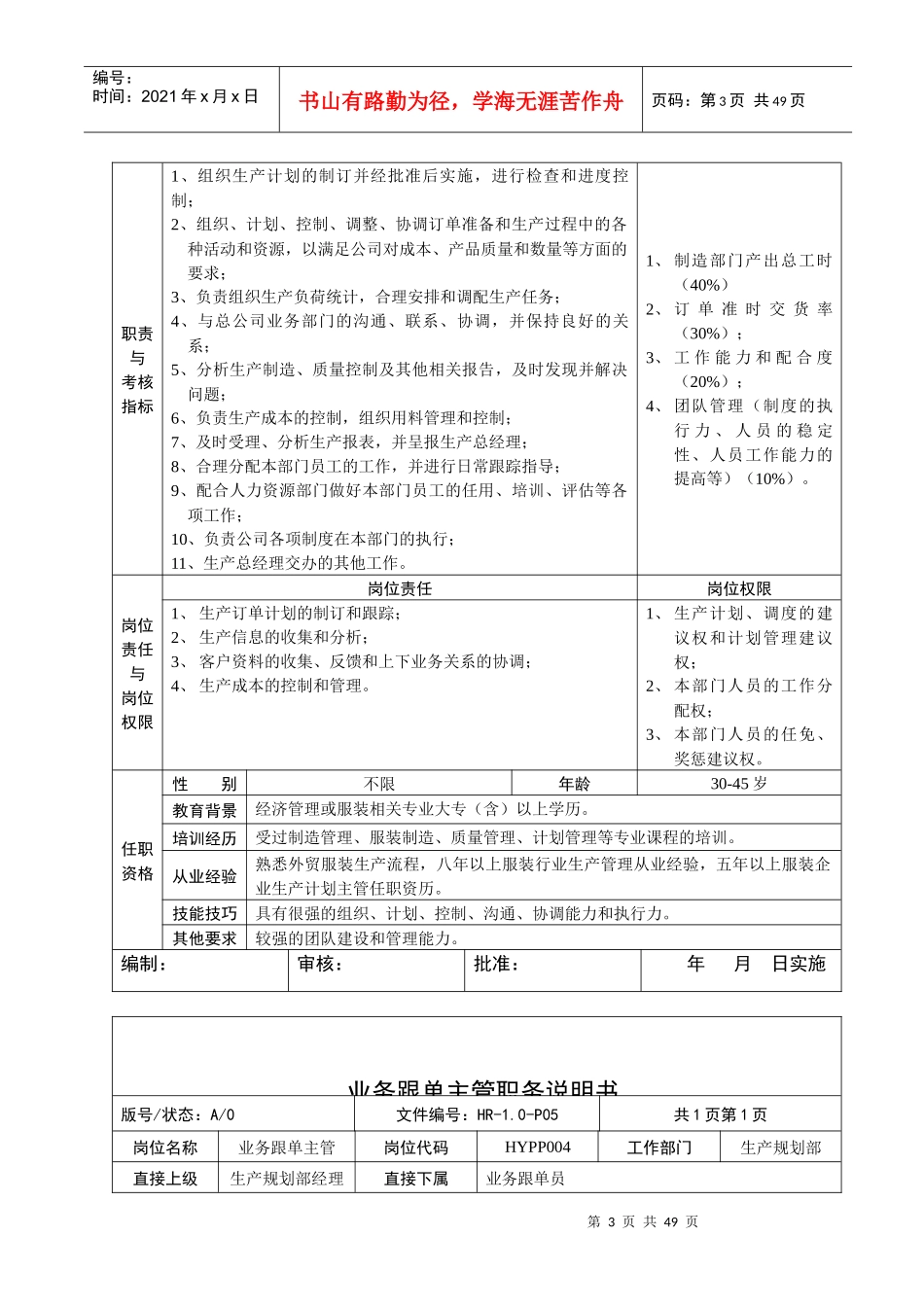 某公司生产规划部职责说明书_第3页