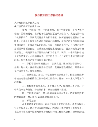 执行校长的工作自我总结 
