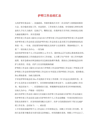 护师工作总结汇总 