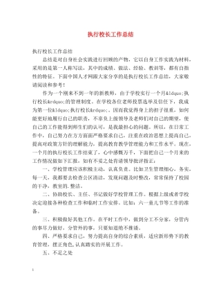 执行校长工作总结 