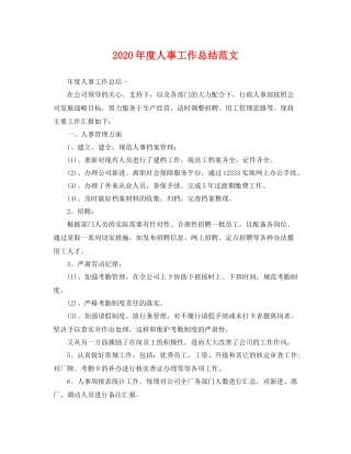 2020年度人事工作总结范文 