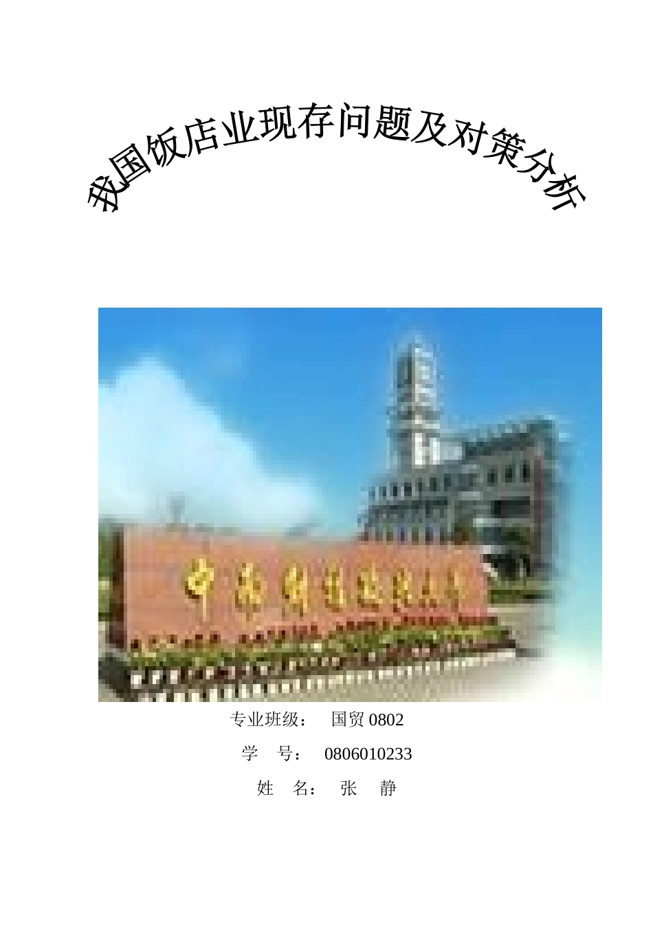 我国旅游饭店业现存问题及对策分析_第1页