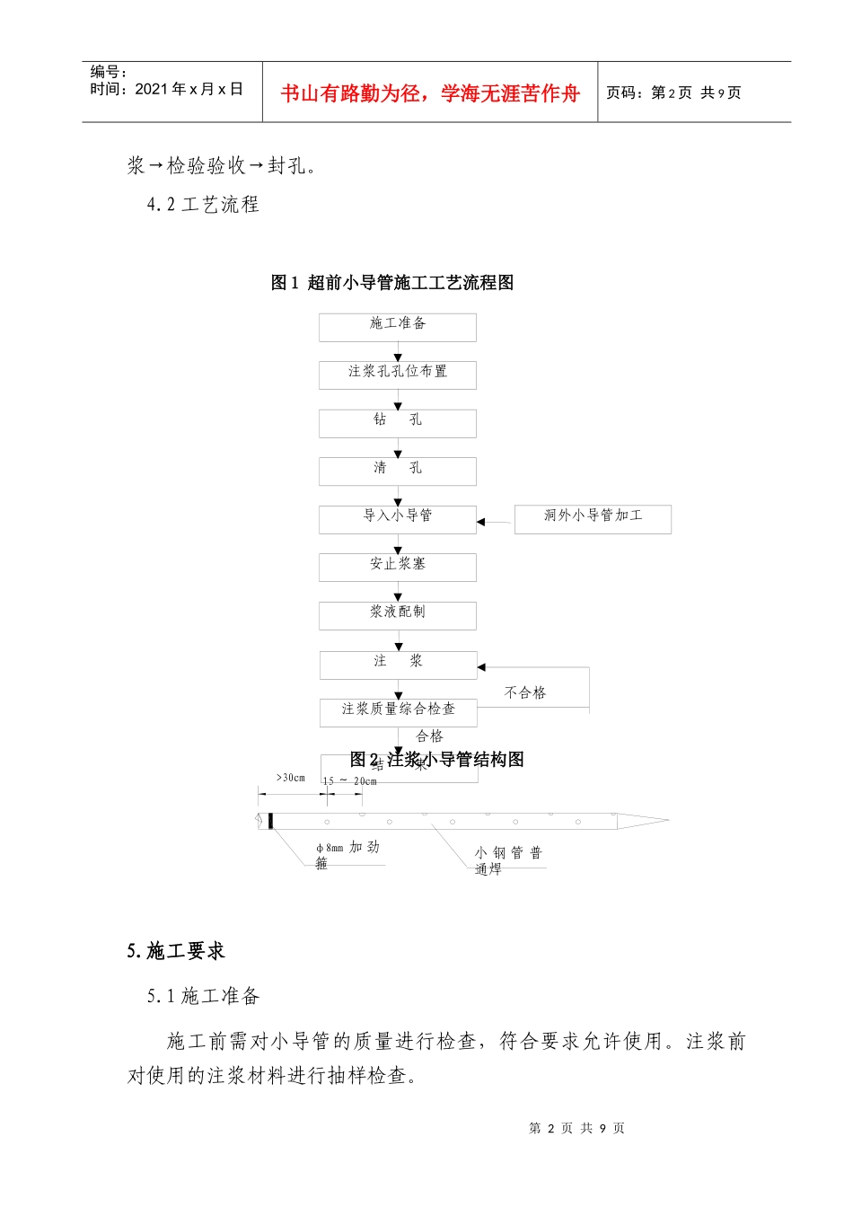 隧道超前小导管施工技术交底_secret_第2页