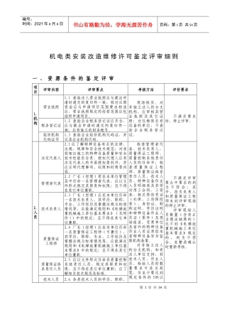 机电类特种设备安装改造维修许可鉴定评审细则
