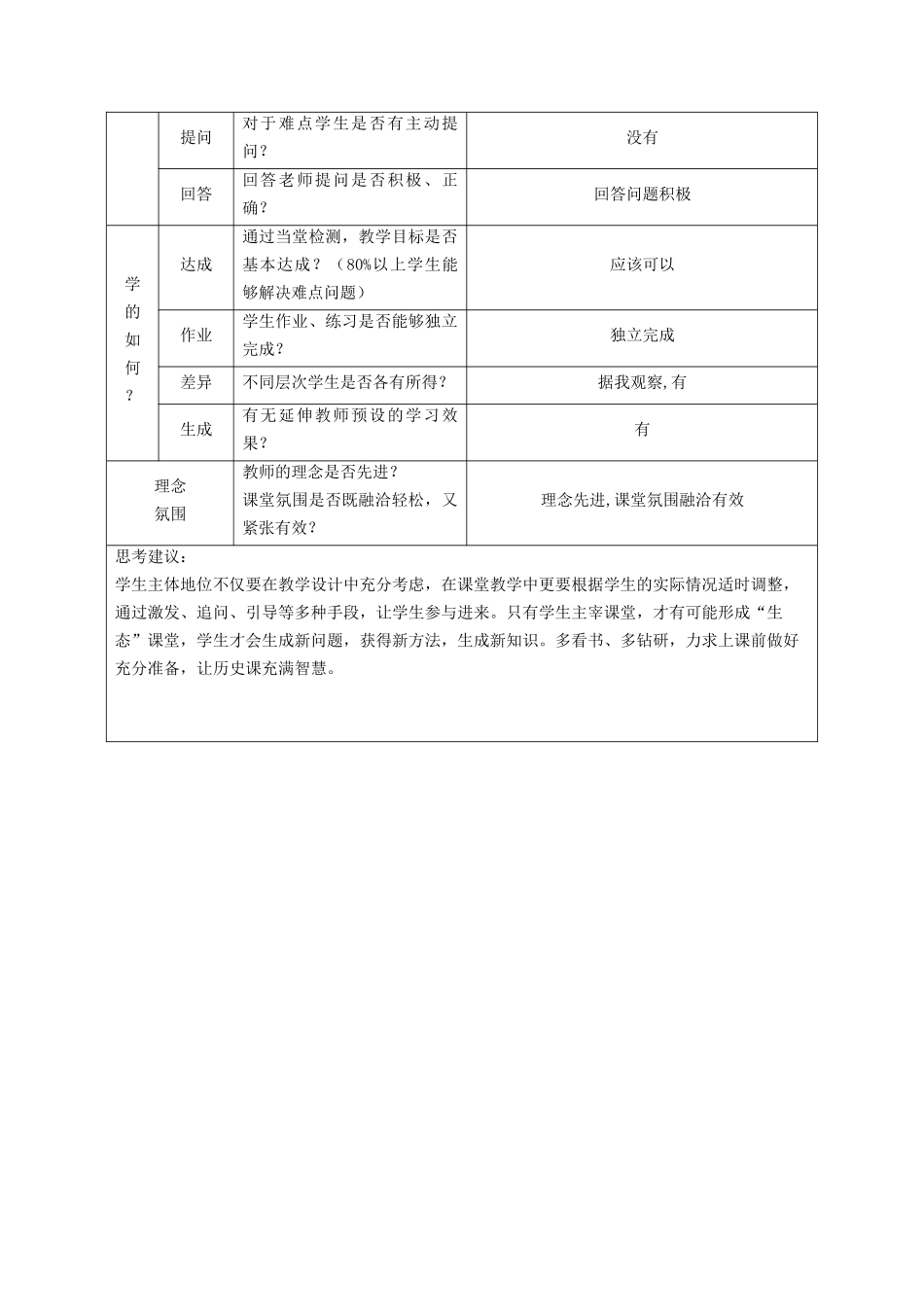 课堂观察记录表单历史必修三《宋明理学》_第3页