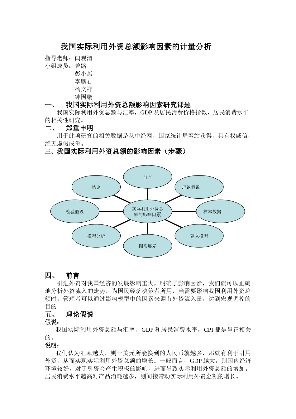 我国实际利用外资总额影响因素的计量分析_第1页