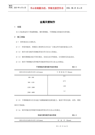 金属风管制作施工工艺