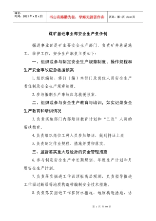 煤矿掘进事业部安全生产责任制汇编