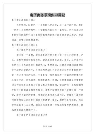 电子商务顶岗实习周记