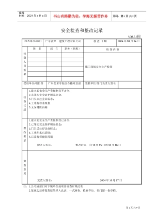 安全检查和整改记录(DOC8页)