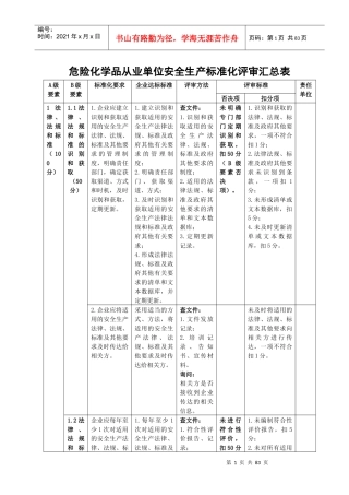 1危险化学品从业单位安全生产标准化评审汇总表