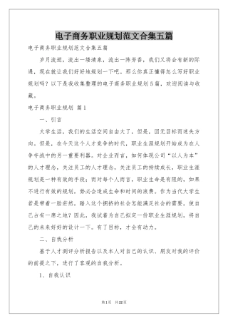 电子商务职业规划范本合集五篇