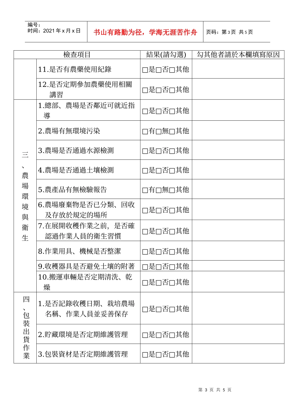 农粮产品生产履历集团验证内部稽核表1(范例)_第3页