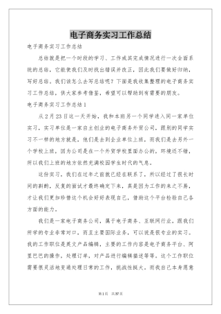 电子商务实习工作参考总结