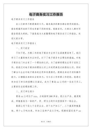 电子商务实习工作报告