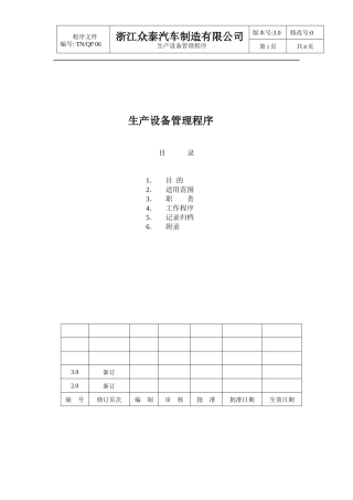 汽车厂生产设备管理程序