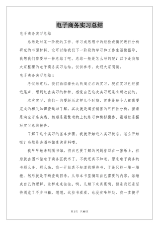 电子商务实习参考总结