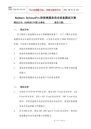 Radware-防攻击设备测试报告模板