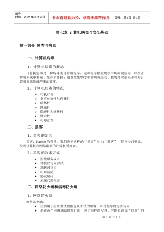 计算机病毒与安全基础