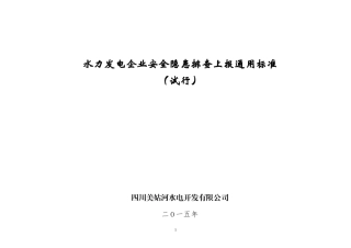 水力发电企业安全隐患排查上报通用标准(试行)