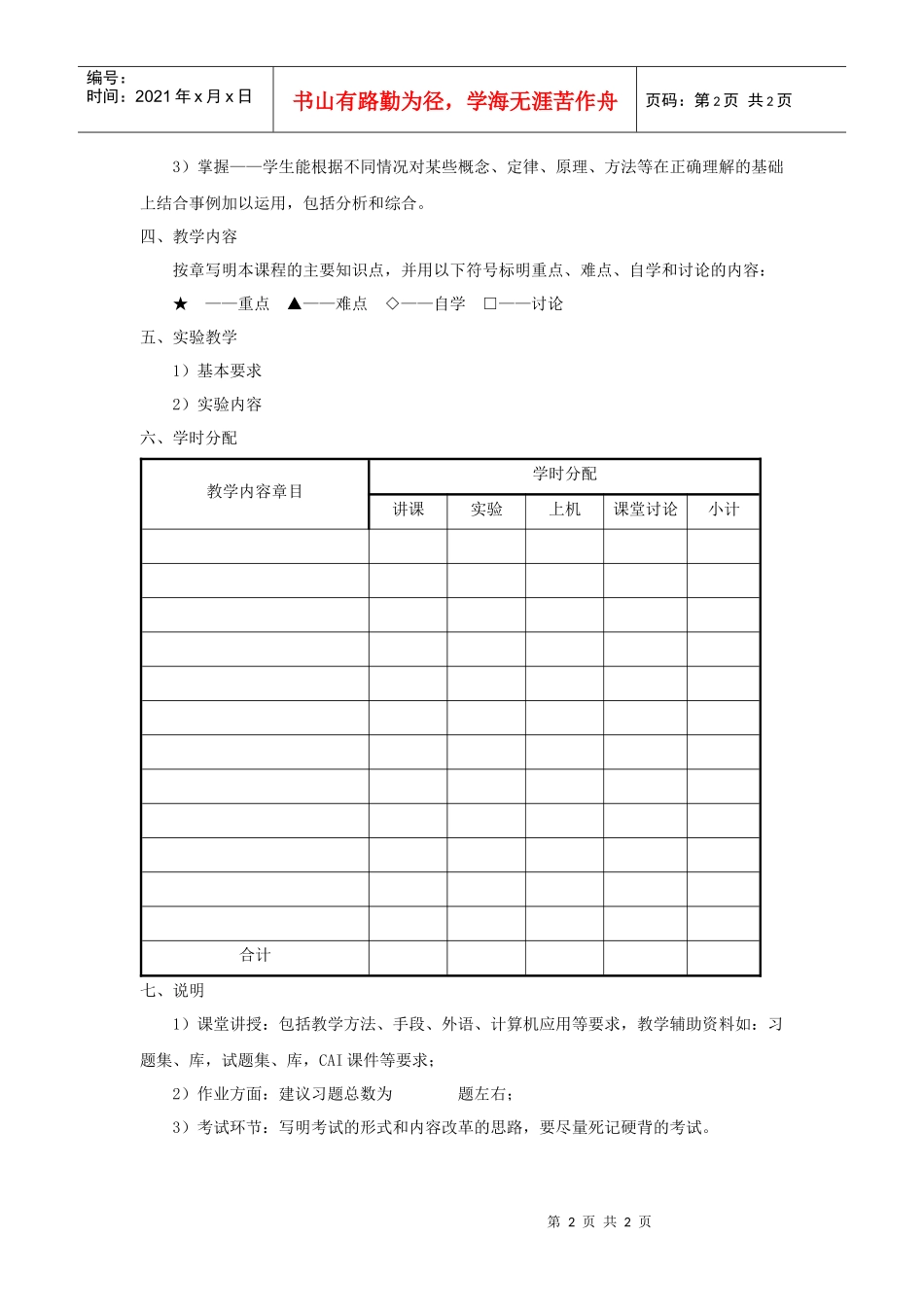 北京化工大学职业技术学院大纲规范_第2页