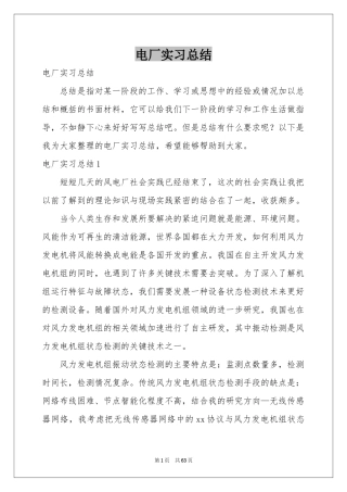 电厂实习参考总结