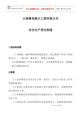 XXXX最新安全生产责任制度