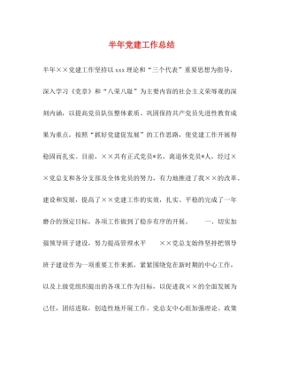 半年党建工作总结2